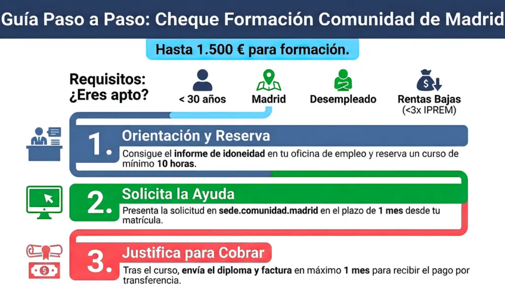 asos para solicitar el Cheque Formación Madrid 1500 euros